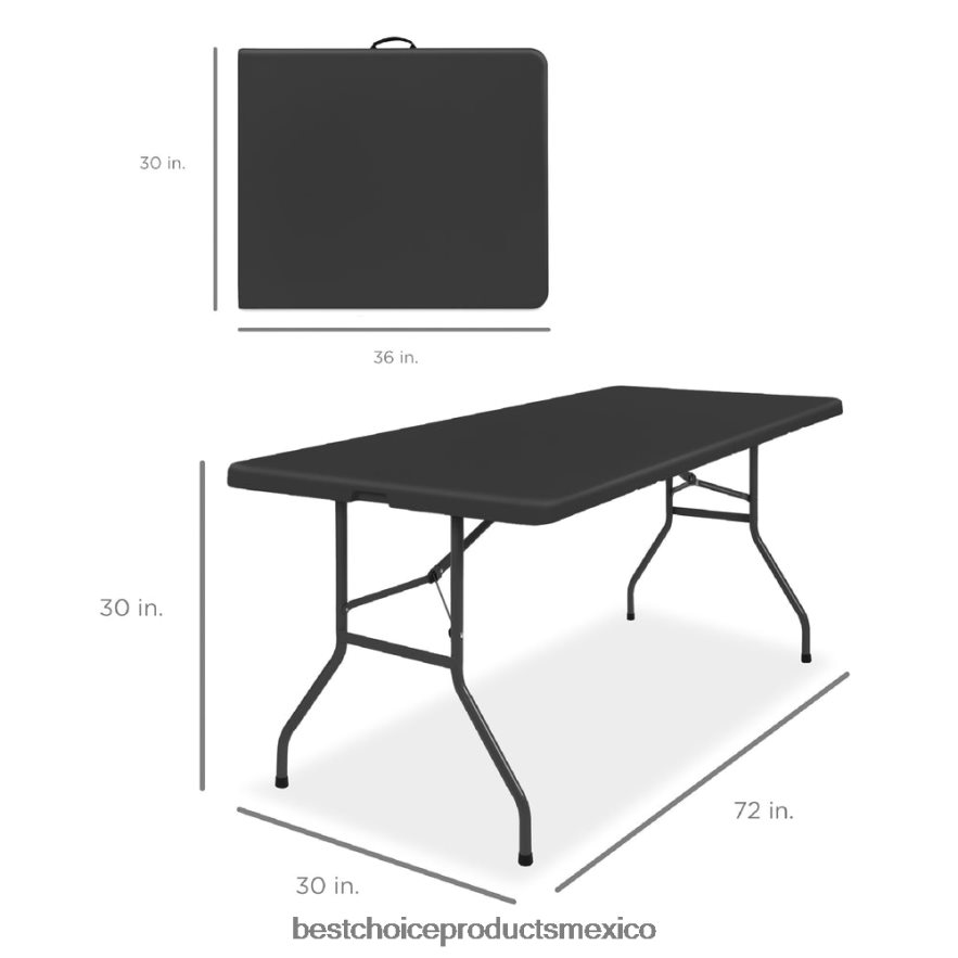 estacional mesa de comedor plegable portátil de plástico con asa y cerradura Best Choice Products negro X080FZ229