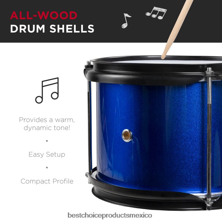 instrumentos musicales | Tambor de 3 piezas para principiantes para niños, juego de instrumentos musicales con baquetas, taburete y pedal Best Choice Products azul X080FZ513