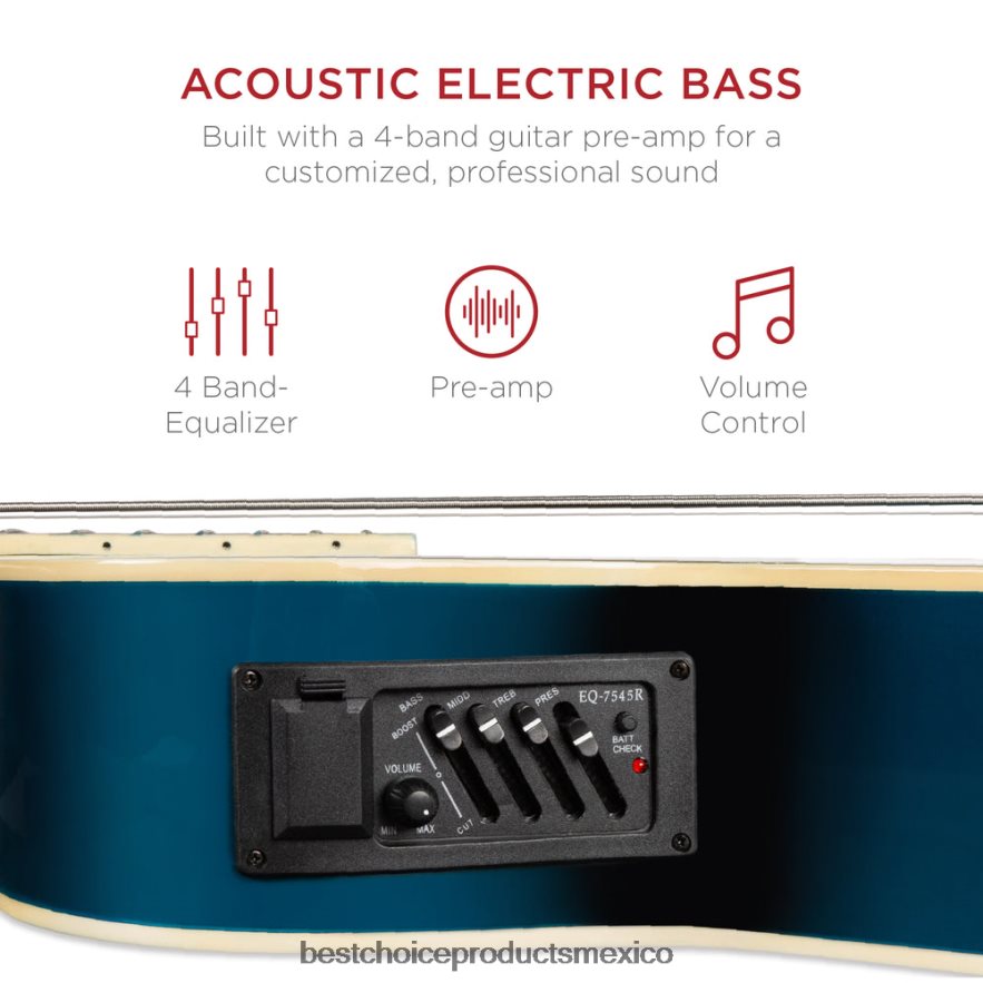 instrumentos musicales | Bajo eléctrico acústico con ecualizador y alma. Best Choice Products azul X080FZ1143