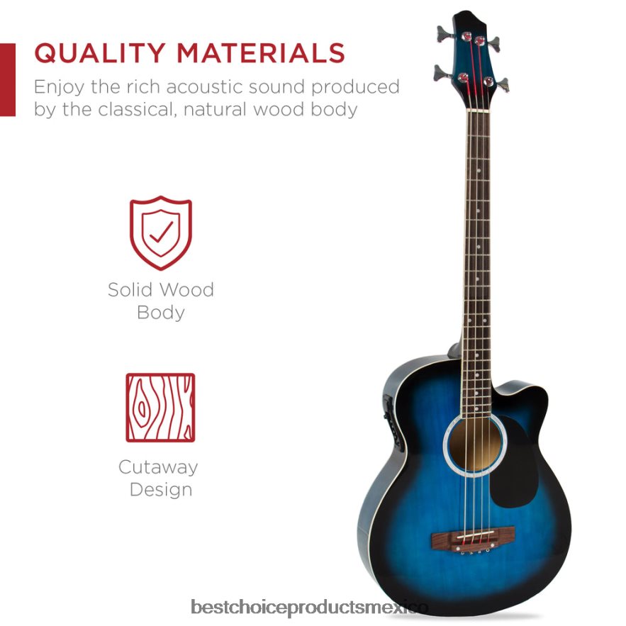 instrumentos musicales | Bajo eléctrico acústico con ecualizador y alma. Best Choice Products azul X080FZ1143