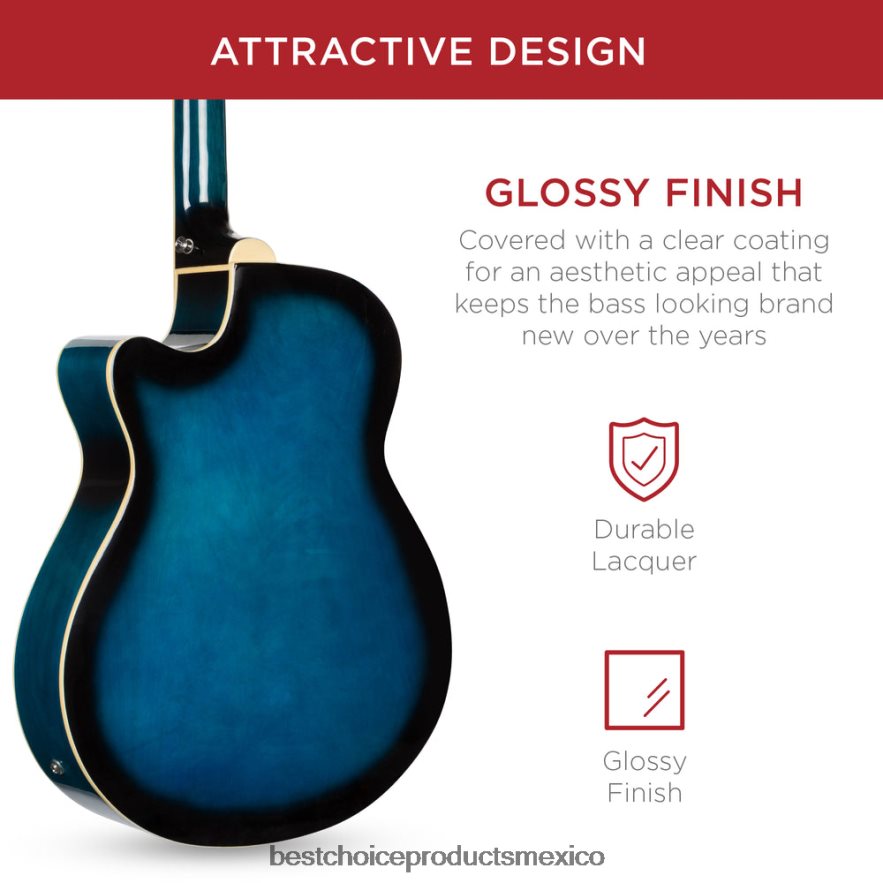 instrumentos musicales | Bajo eléctrico acústico con ecualizador y alma. Best Choice Products azul X080FZ1143