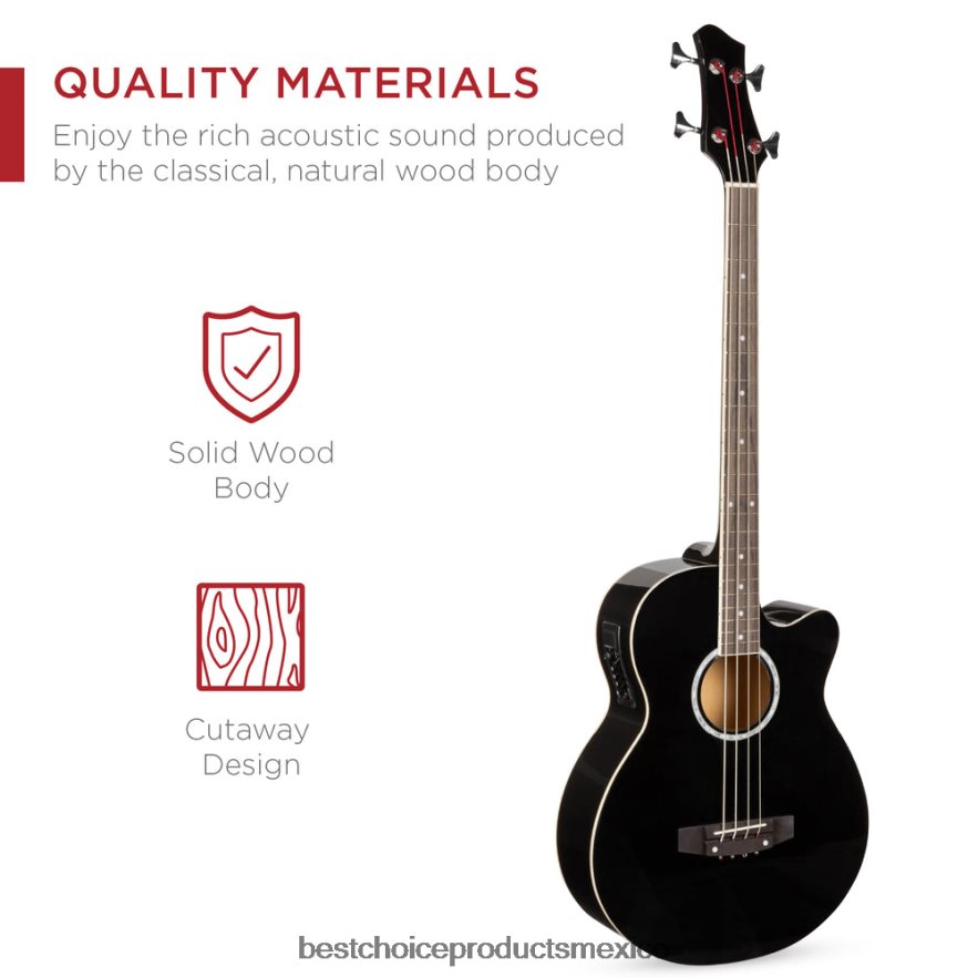 instrumentos musicales | Bajo eléctrico acústico con ecualizador y alma. Best Choice Products negro X080FZ1144