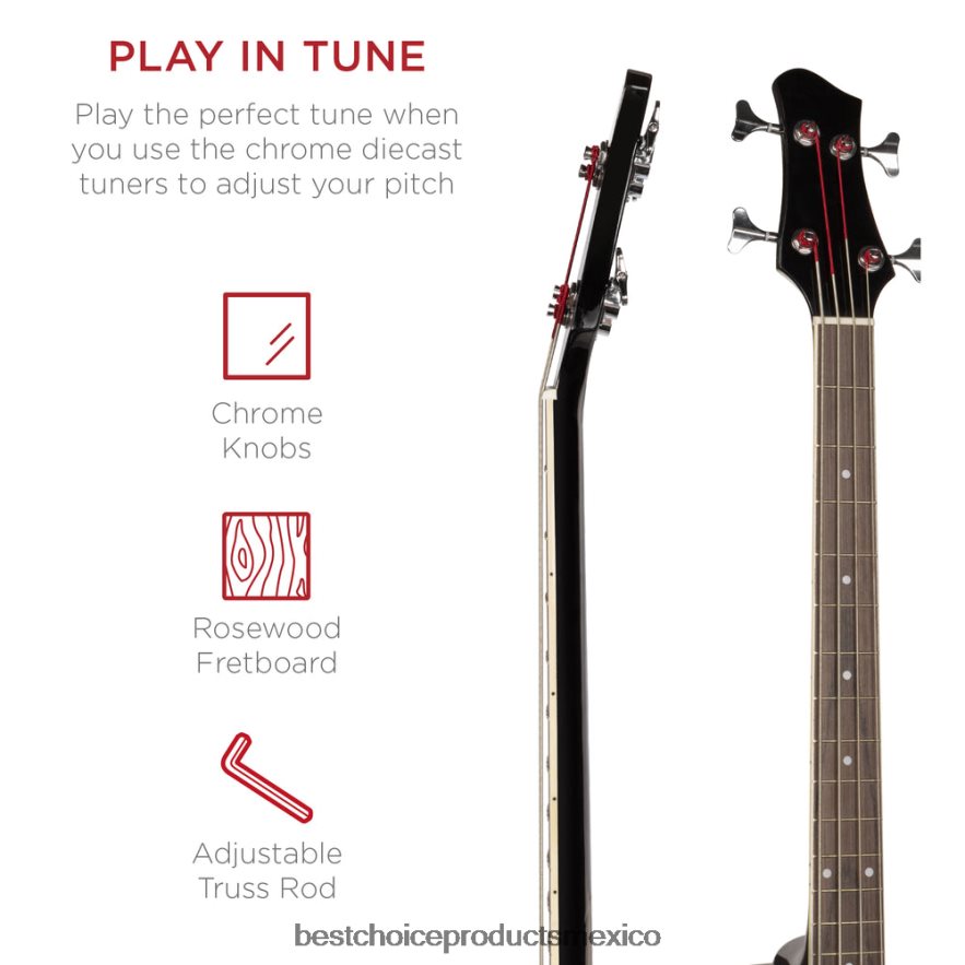 instrumentos musicales | Bajo eléctrico acústico con ecualizador y alma. Best Choice Products negro X080FZ1144