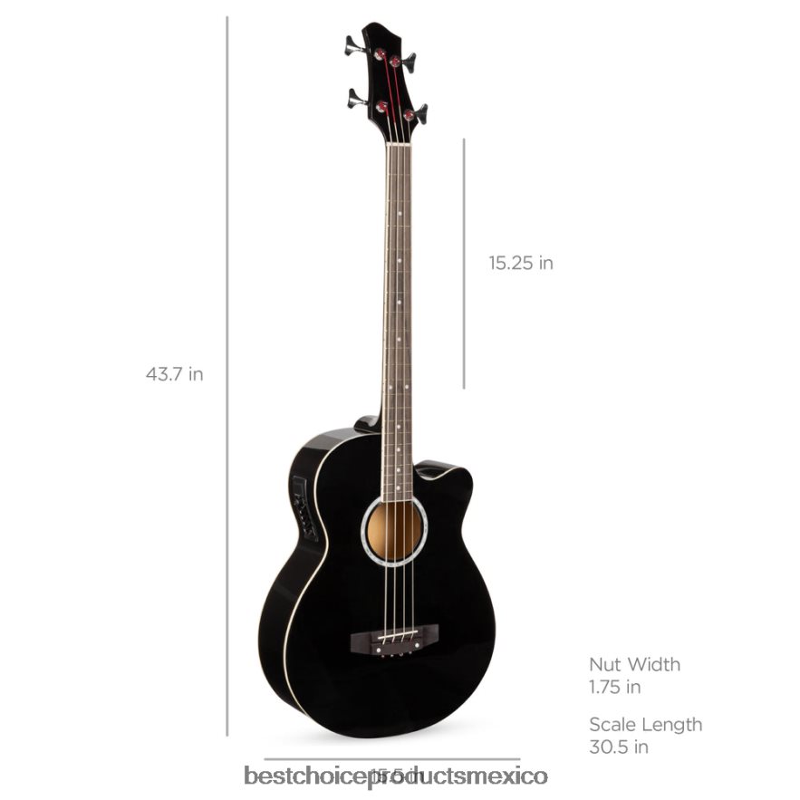 instrumentos musicales | Bajo eléctrico acústico con ecualizador y alma. Best Choice Products negro X080FZ1144