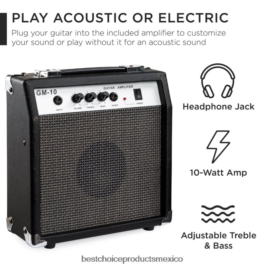 instrumentos musicales | Juego de guitarra acústica eléctrica cutaway para principiantes con estuche y correa. Best Choice Products resplandor solar X080FZ1095