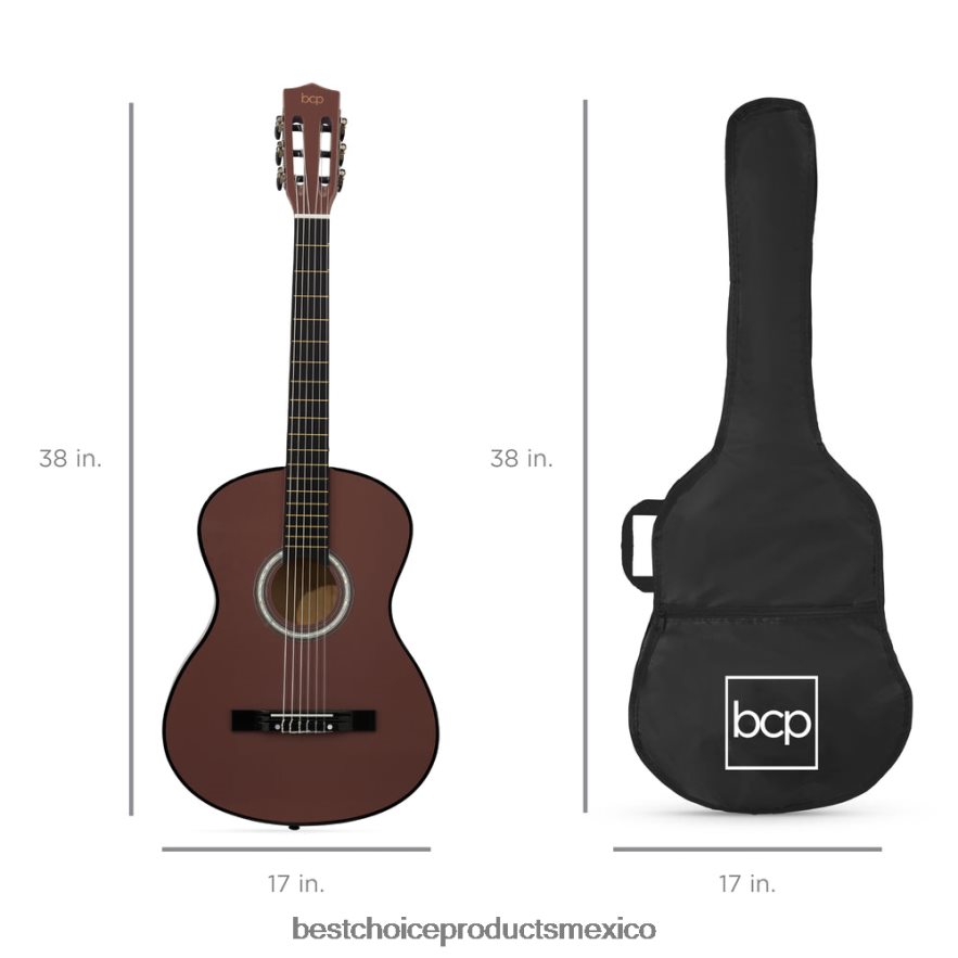 instrumentos musicales | Juego de guitarra acústica para principiantes con estuche, correa, afinador digital y cuerdas. Best Choice Products marron oscuro X080FZ1119