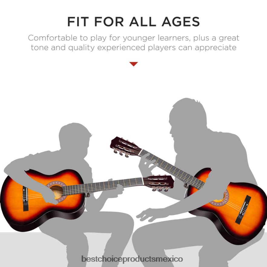 instrumentos musicales | Juego de guitarra acústica para principiantes con estuche, correa, afinador digital y cuerdas. Best Choice Products resplandor solar X080FZ1113