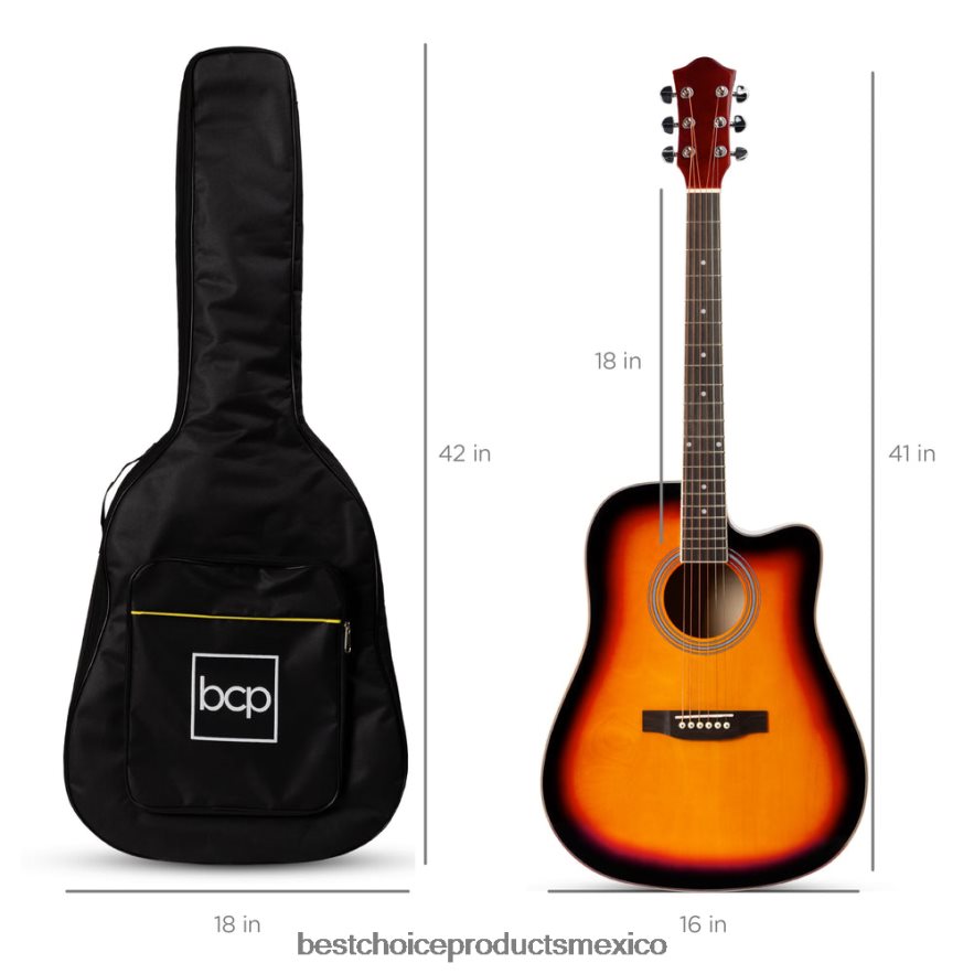 instrumentos musicales | Juego de guitarra acústica para principiantes de tamaño completo con estuche, correa y cejilla. Best Choice Products resplandor solar X080FZ1067