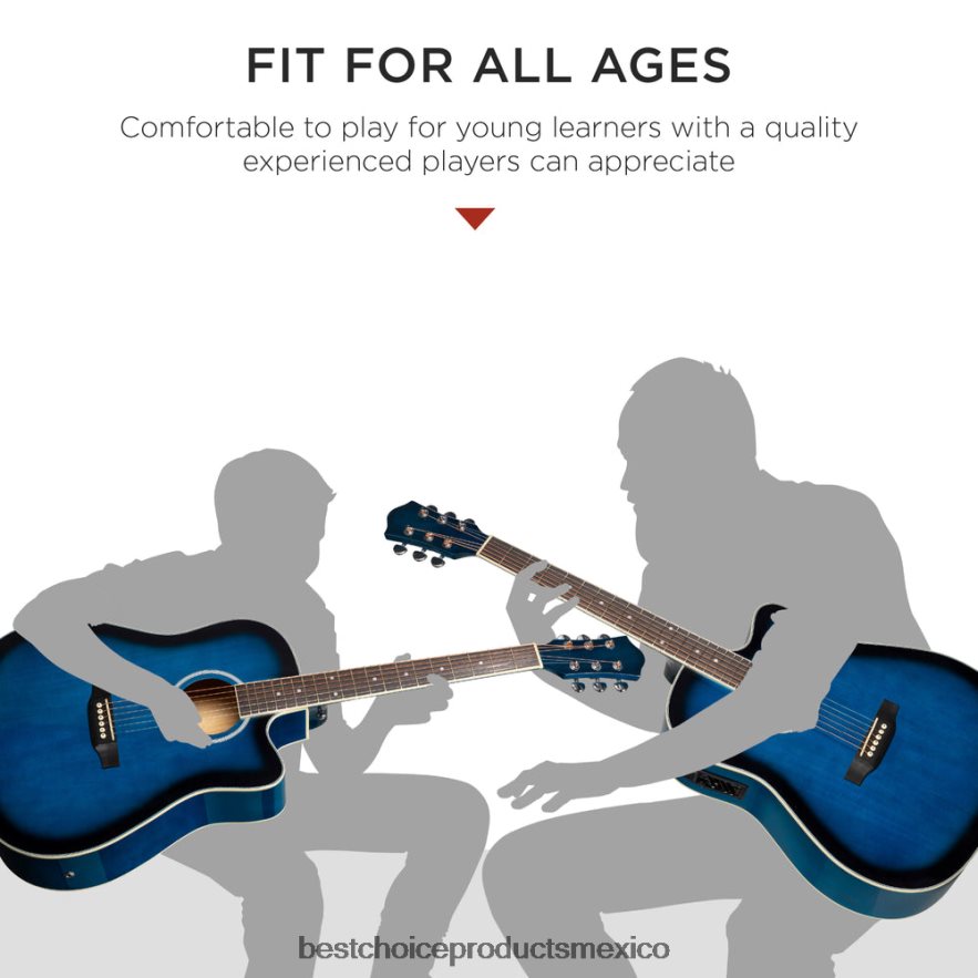 instrumentos musicales | Juego de guitarra eléctrica acústica cutaway para principiantes de 41 pulgadas con estuche y correa Best Choice Products azul X080FZ1142