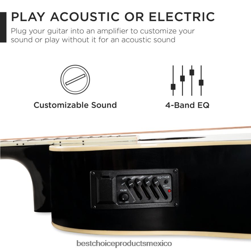 instrumentos musicales | Juego de guitarra eléctrica acústica cutaway para principiantes de 41 pulgadas con estuche y correa Best Choice Products negro X080FZ1141