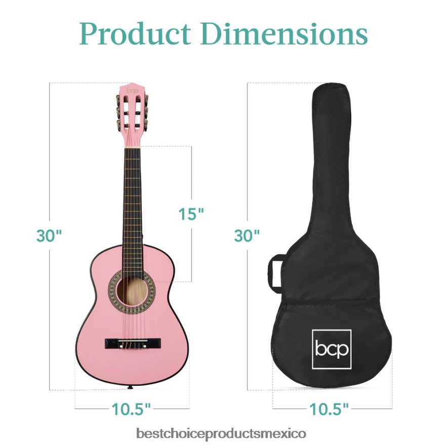 instrumentos musicales | Kit básico para principiantes de guitarra acústica para niños con estuche de transporte. Best Choice Products rosa X080FZ1039