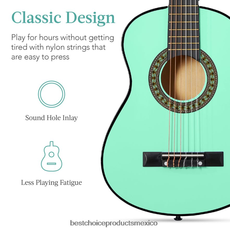 instrumentos musicales | Kit básico para principiantes de guitarra acústica para niños con estuche de transporte. Best Choice Products verde social X080FZ1040