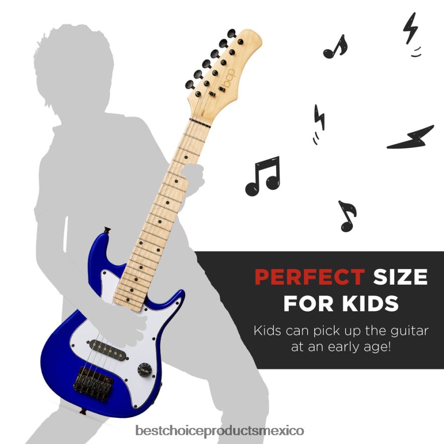 instrumentos musicales | Kit de iniciación para principiantes de guitarra eléctrica para niños con amplificador de 5w Best Choice Products azúl metálico X080FZ1089