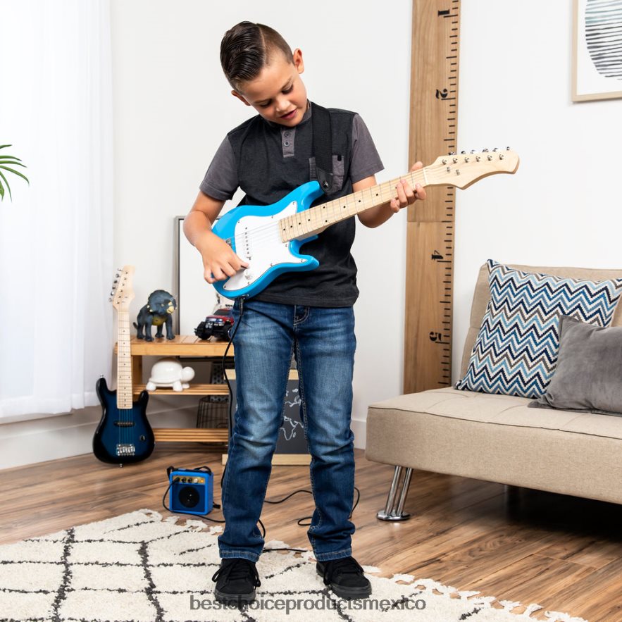 instrumentos musicales | Kit de iniciación para principiantes de guitarra eléctrica para niños con amplificador de 5w Best Choice Products azul claro X080FZ1082