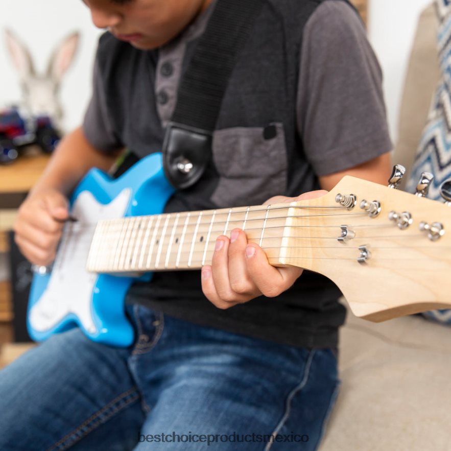 instrumentos musicales | Kit de iniciación para principiantes de guitarra eléctrica para niños con amplificador de 5w Best Choice Products azul claro X080FZ1082