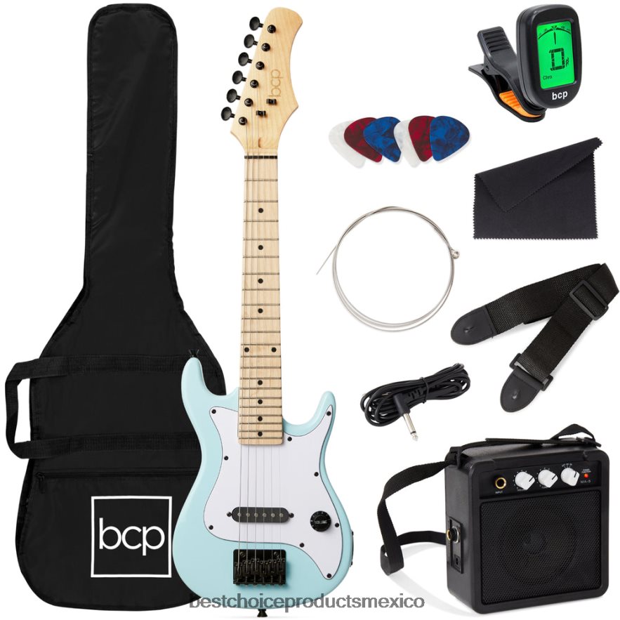 instrumentos musicales | Kit de iniciación para principiantes de guitarra eléctrica para niños con amplificador de 5w Best Choice Products azul pálido X080FZ1088