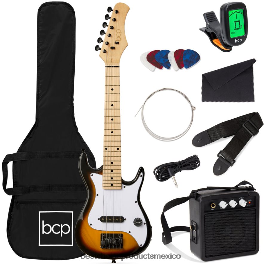instrumentos musicales | Kit de iniciación para principiantes de guitarra eléctrica para niños con amplificador de 5w Best Choice Products resplandor solar X080FZ1085