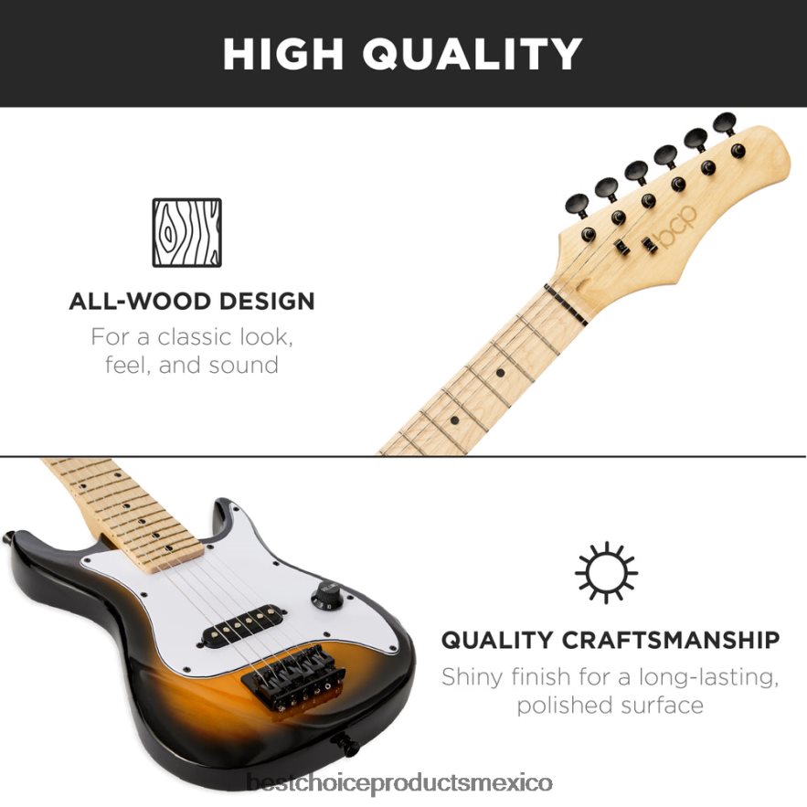 instrumentos musicales | Kit de iniciación para principiantes de guitarra eléctrica para niños con amplificador de 5w Best Choice Products resplandor solar X080FZ1085