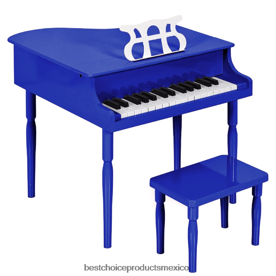 instrumentos musicales | Mini piano de cola de madera para niños con tapa, banco, atril, cancionero y pegatinas Best Choice Products azul oscuro X080FZ1127