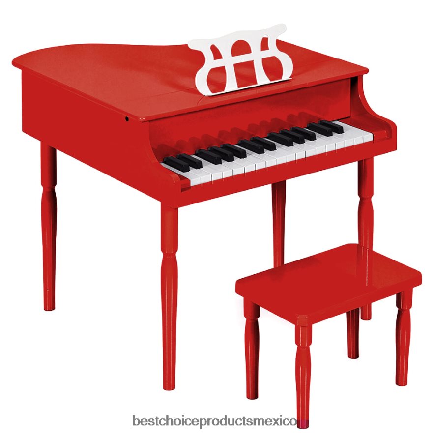 instrumentos musicales | Mini piano de cola de madera para niños con tapa, banco, atril, cancionero y pegatinas Best Choice Products rojo X080FZ1128