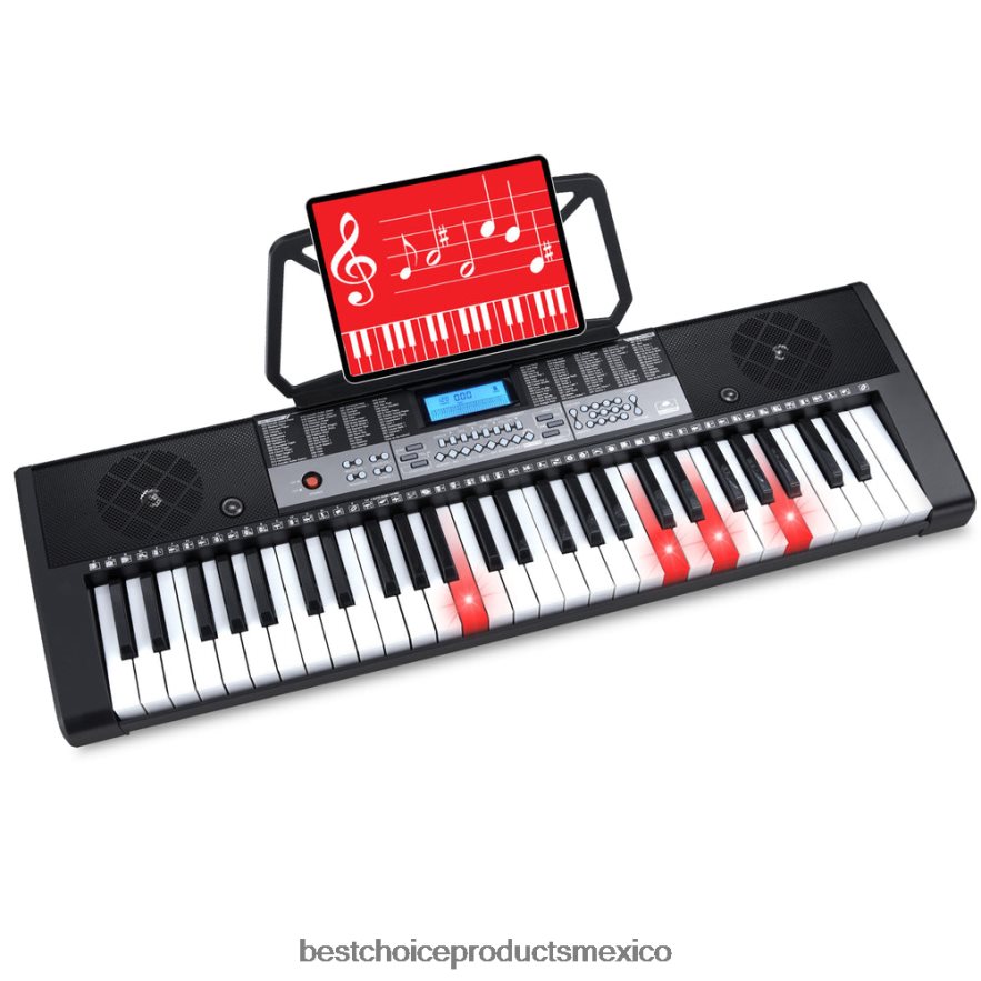 instrumentos musicales | Juego de piano con teclado electrónico para principiantes de 54 teclas con teclas iluminadas, pantalla LCD Best Choice Products negro X080FZ1138