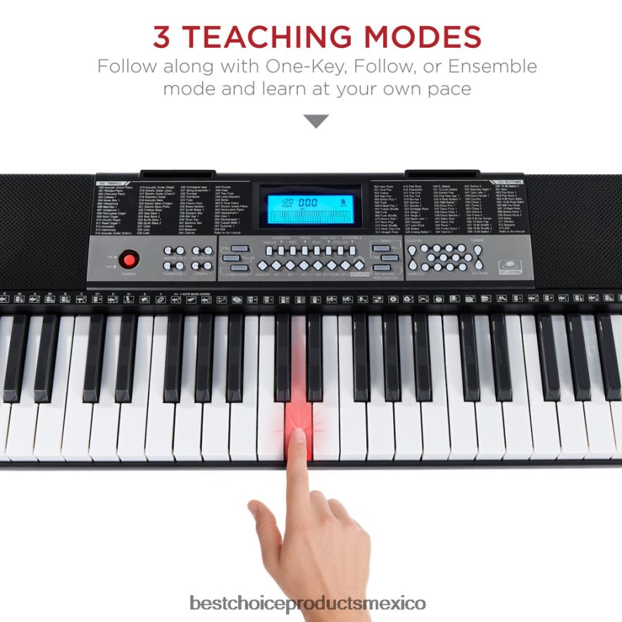 instrumentos musicales | Juego de piano con teclado electrónico para principiantes de 54 teclas con teclas iluminadas, pantalla LCD Best Choice Products negro X080FZ1138