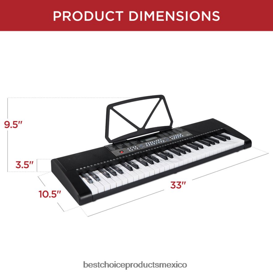 instrumentos musicales | Juego de piano con teclado electrónico para principiantes de 54 teclas con teclas iluminadas, pantalla LCD Best Choice Products negro X080FZ1138