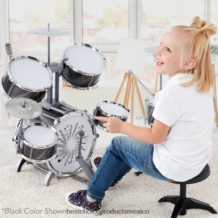 juguete y juego | Batería para principiantes para niños de 18 piezas, juego de instrumentos musicales de juguete con luces LED Best Choice Products azul X080FZ562