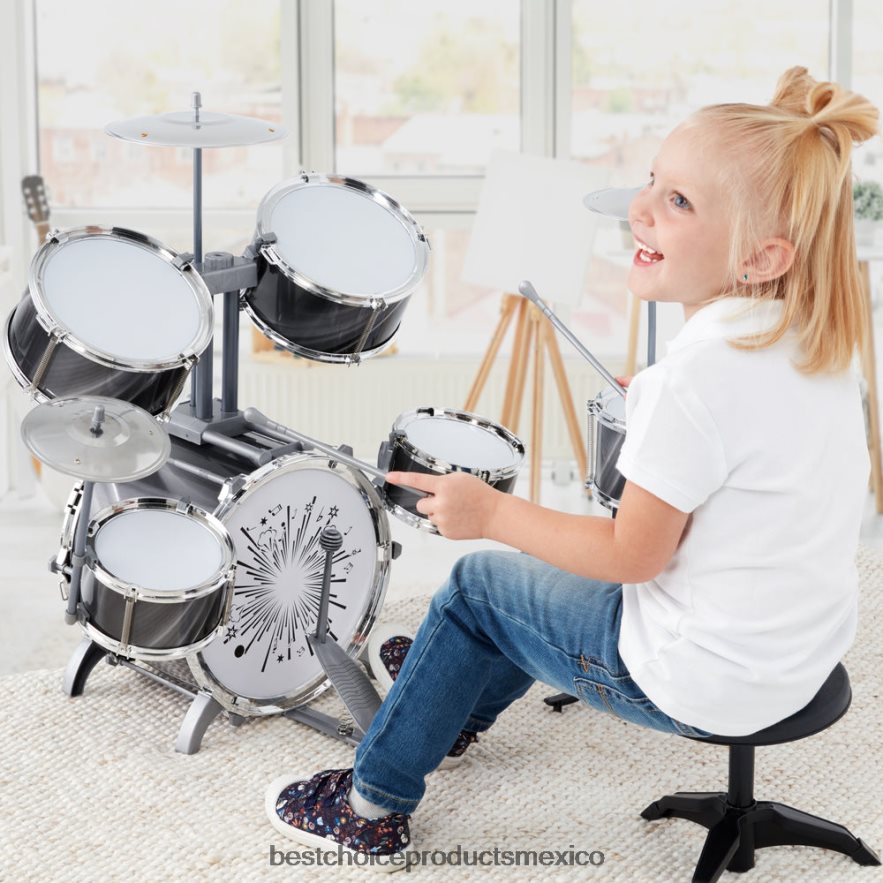 juguete y juego | Batería para principiantes para niños de 18 piezas, juego de instrumentos musicales de juguete con luces LED Best Choice Products negro X080FZ563