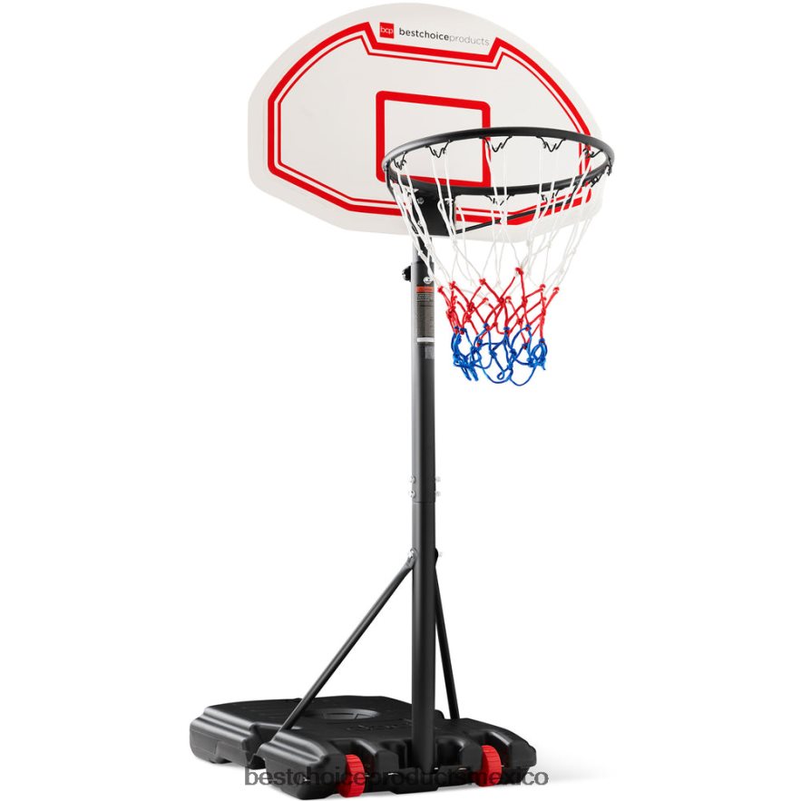 juguete y juego | Aro de baloncesto de altura ajustable para niños, sistema de tablero portátil con ruedas Best Choice Products tablero blanco X080FZ319