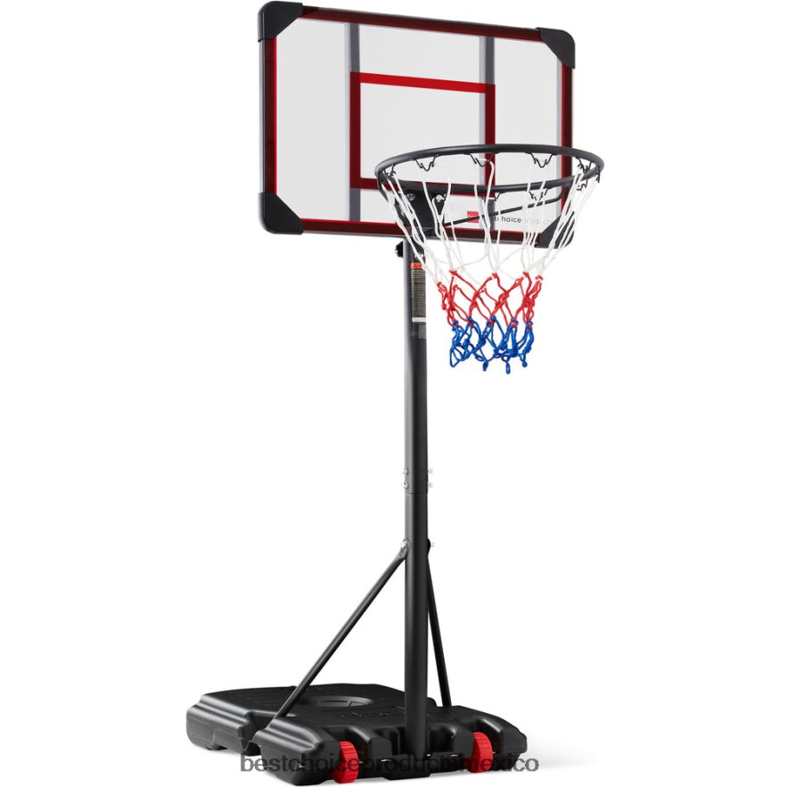 juguete y juego | Aro de baloncesto de altura ajustable para niños, sistema de tablero portátil con ruedas Best Choice Products tablero claro X080FZ320