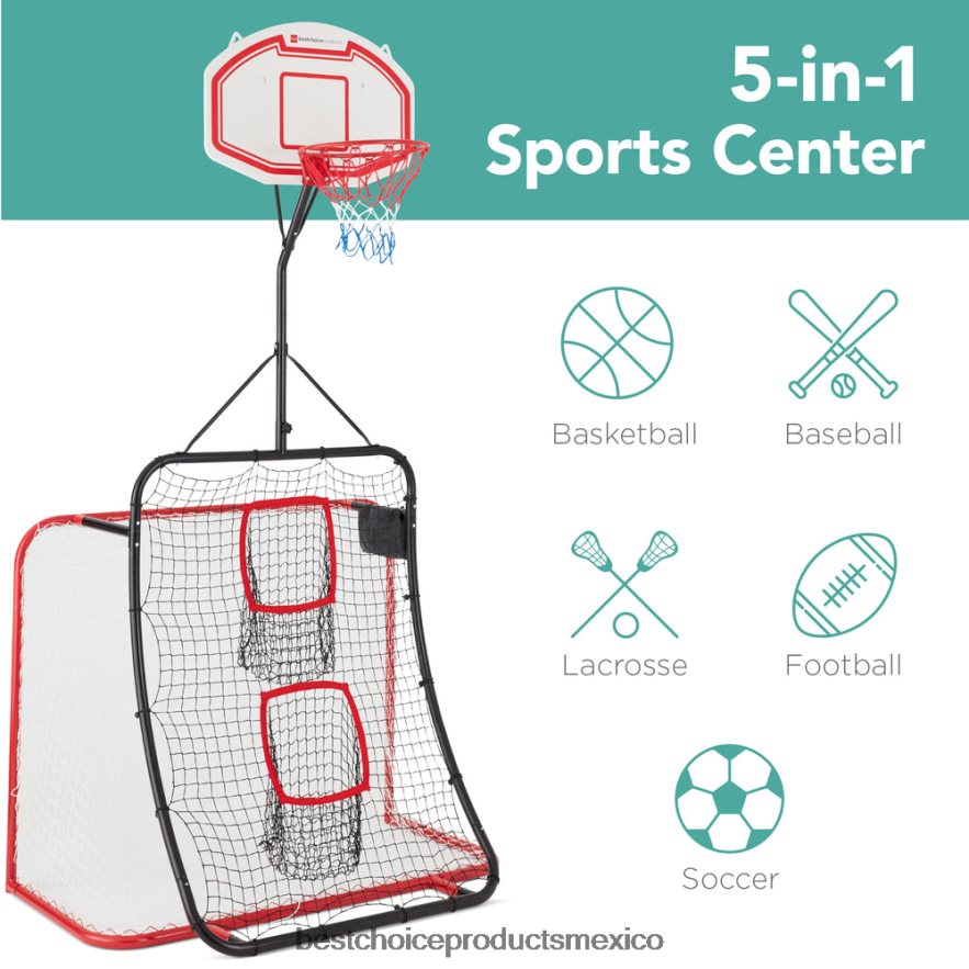 juguete y juego | Centro deportivo al aire libre de doble cara 5 en 1 con estructura de metal Best Choice Products multicolor X080FZ1028
