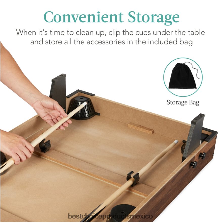 juguete y juego | Juego de billar de mesa, mesa de juegos arcade de billar con 2 tacos, bolsa de almacenamiento Best Choice Products madera oscura X080FZ1003