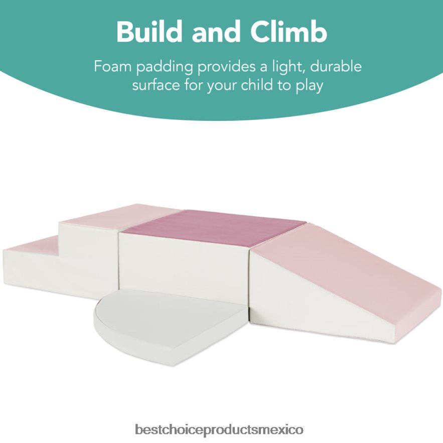 juguete y juego | Juego de estructura de formas de espuma suave para niños de 4 piezas para escalar y gatear Best Choice Products rosa X080FZ569