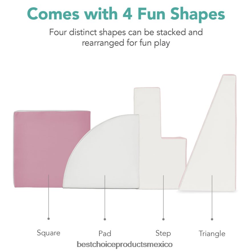 juguete y juego | Juego de estructura de formas de espuma suave para niños de 4 piezas para escalar y gatear Best Choice Products rosa X080FZ569