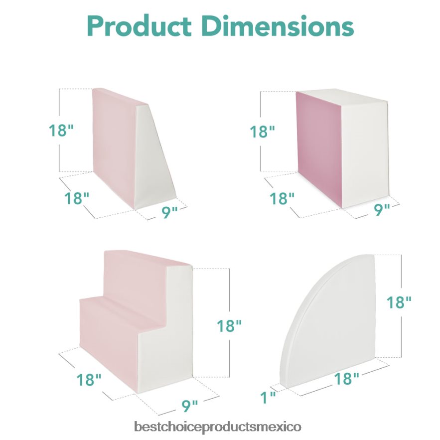 juguete y juego | Juego de estructura de formas de espuma suave para niños de 4 piezas para escalar y gatear Best Choice Products rosa X080FZ569