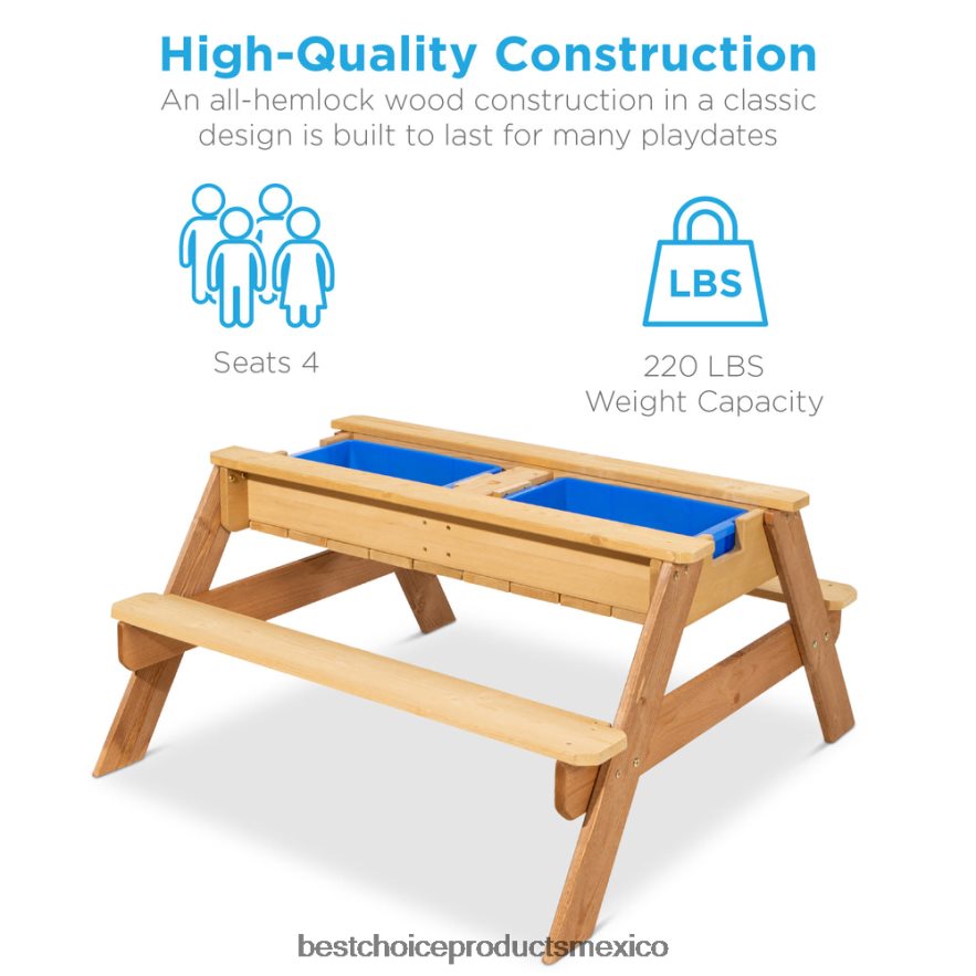 juguete y juego | Mesa de picnic de madera para exteriores con mesa de arena y agua para niños 3 en 1 con sombrilla Best Choice Products verde X080FZ1004