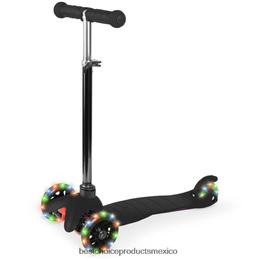 juguete y juego | Mini patinete de juguete para niños con ruedas iluminadas de colores y barra en T ajustable Best Choice Products negro X080FZ306
