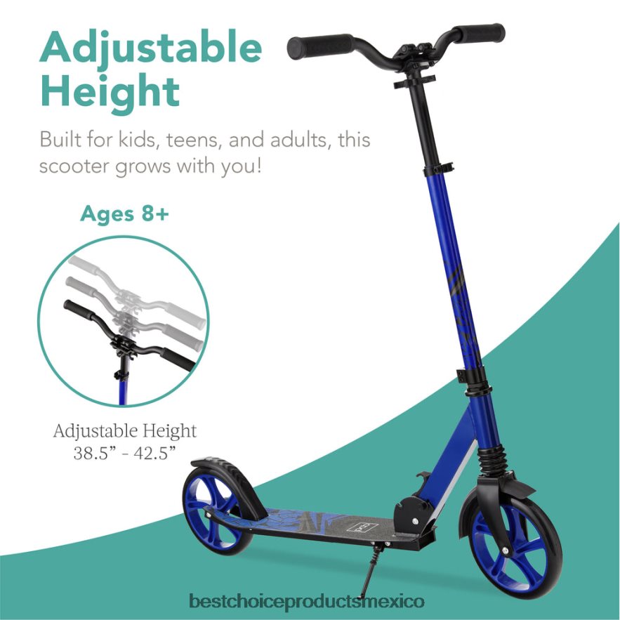 juguete y juego | Patinete de altura ajustable para niños con correa de transporte y plataforma antideslizante Best Choice Products azul X080FZ477