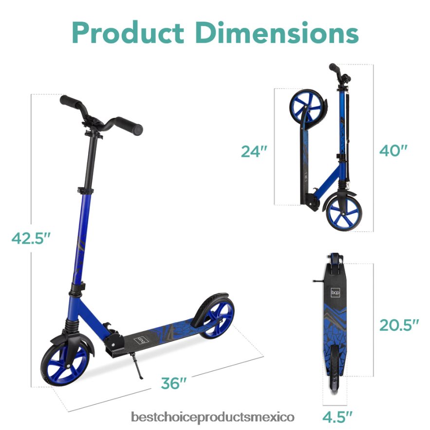 juguete y juego | Patinete de altura ajustable para niños con correa de transporte y plataforma antideslizante Best Choice Products azul X080FZ477