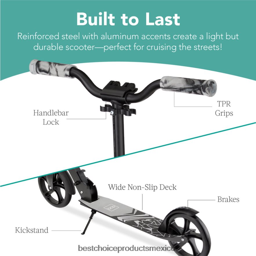 juguete y juego | Patinete de altura ajustable para niños con correa de transporte y plataforma antideslizante Best Choice Products negro X080FZ478