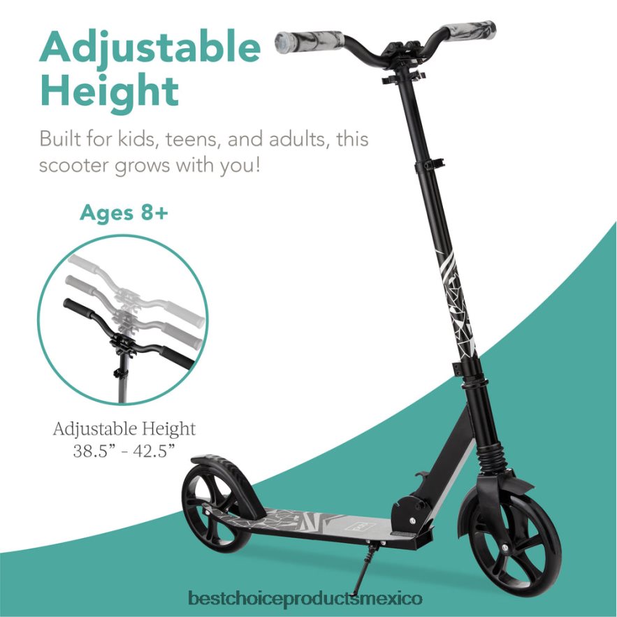 juguete y juego | Patinete de altura ajustable para niños con correa de transporte y plataforma antideslizante Best Choice Products negro X080FZ478