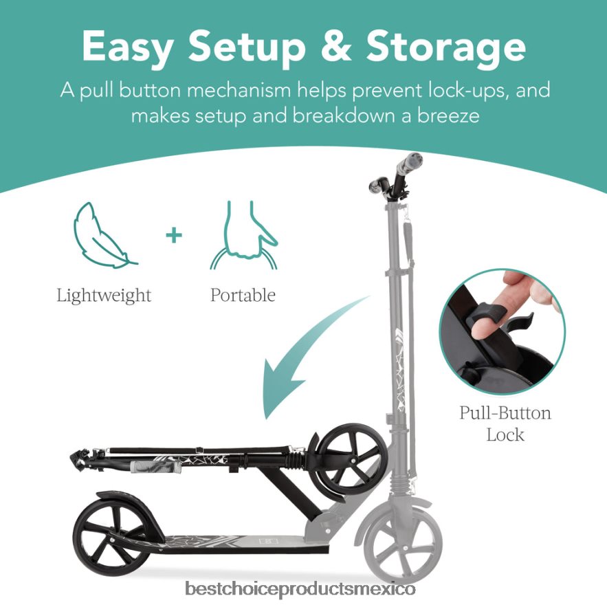 juguete y juego | Patinete de altura ajustable para niños con correa de transporte y plataforma antideslizante Best Choice Products negro X080FZ478