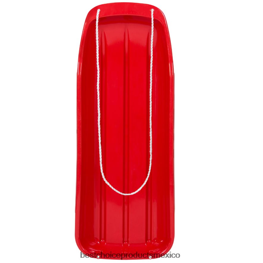 juguete y juego | Tabla de trineo para nieve con trineo para niños de 48 pulgadas con cuerda para tirar, bordes curvos Best Choice Products rojo X080FZ1022