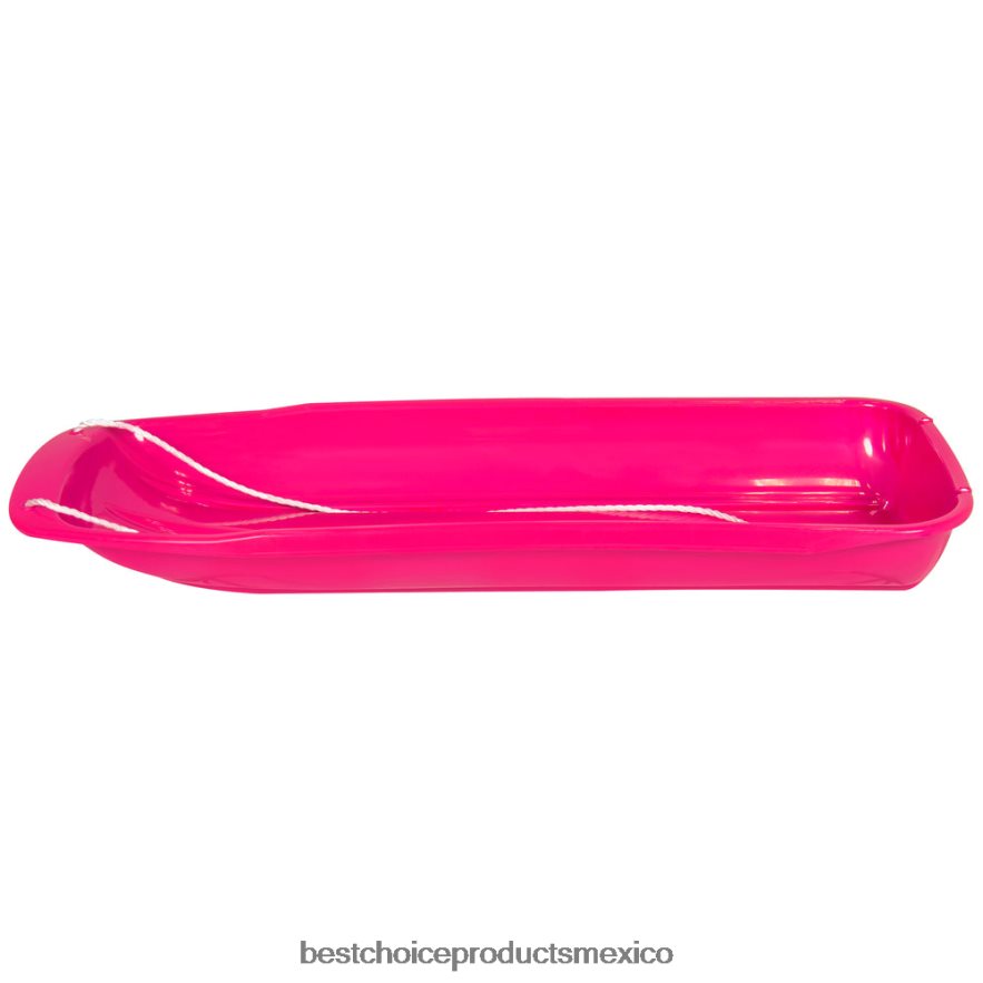 juguete y juego | Tabla de trineo para nieve con trineo para niños de 48 pulgadas con cuerda para tirar, bordes curvos Best Choice Products rosa X080FZ1024
