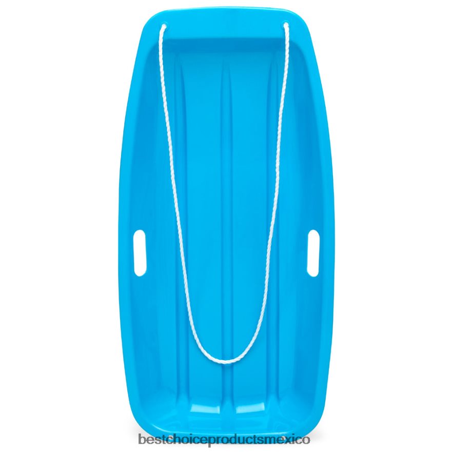 juguete y juego | Trineo de nieve para trineo de plástico para exteriores para niños con cuerda de tracción y asas Best Choice Products azul X080FZ1008