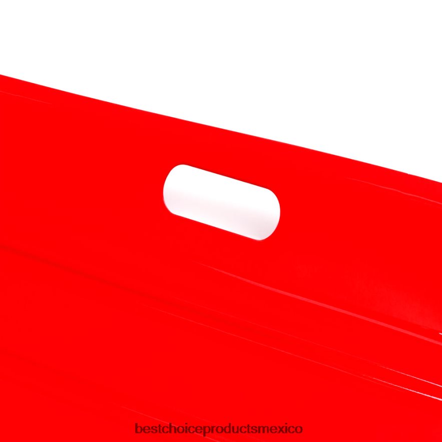 juguete y juego | Trineo de nieve para trineo de plástico para exteriores para niños con cuerda de tracción y asas Best Choice Products rojo X080FZ1007