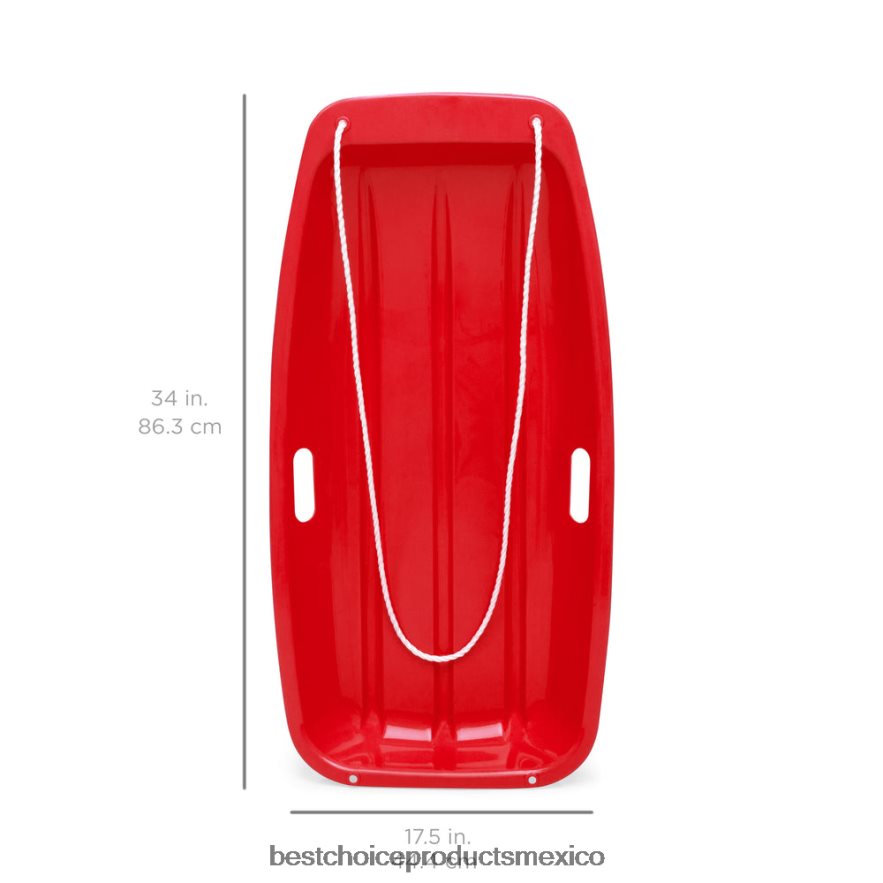 juguete y juego | Trineo de nieve para trineo de plástico para exteriores para niños con cuerda de tracción y asas Best Choice Products rojo X080FZ1007