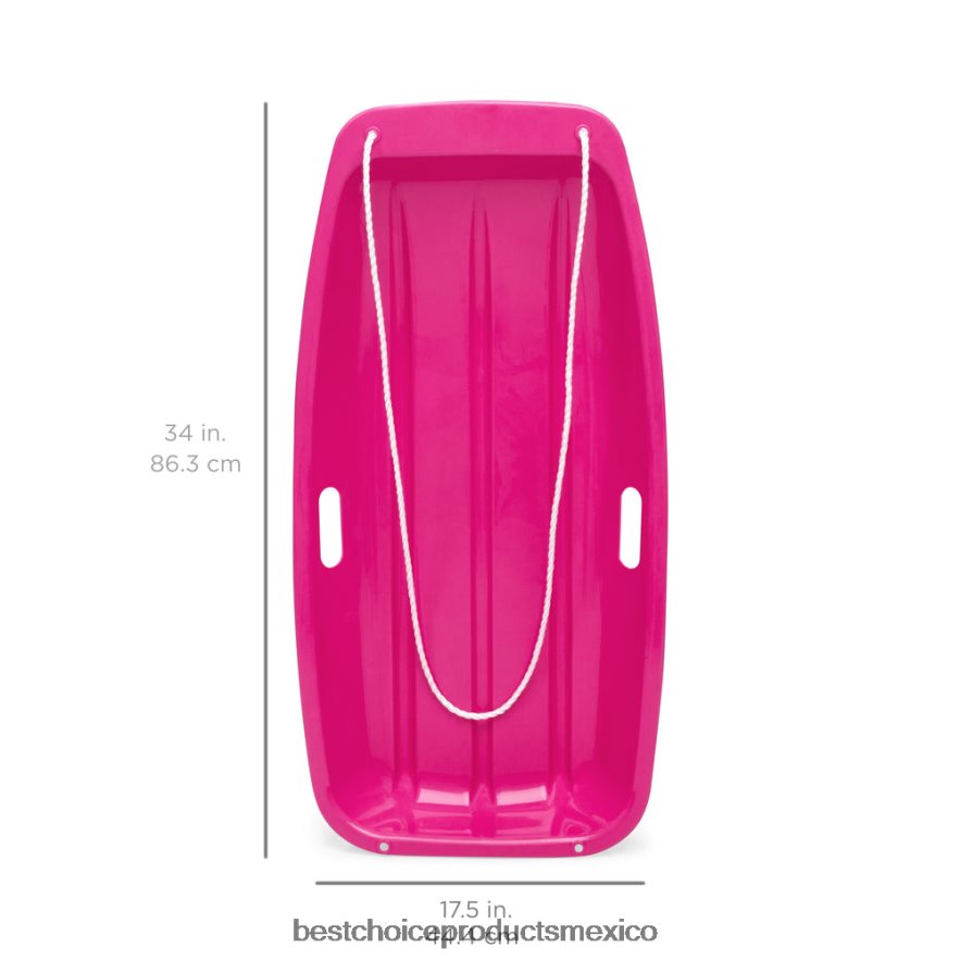 juguete y juego | Trineo de nieve para trineo de plástico para exteriores para niños con cuerda de tracción y asas Best Choice Products rosa X080FZ1006
