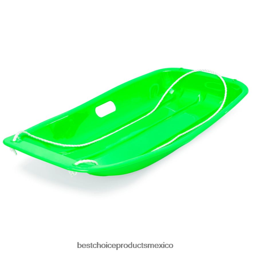juguete y juego | Trineo de nieve para trineo de plástico para exteriores para niños con cuerda de tracción y asas Best Choice Products verde X080FZ1009